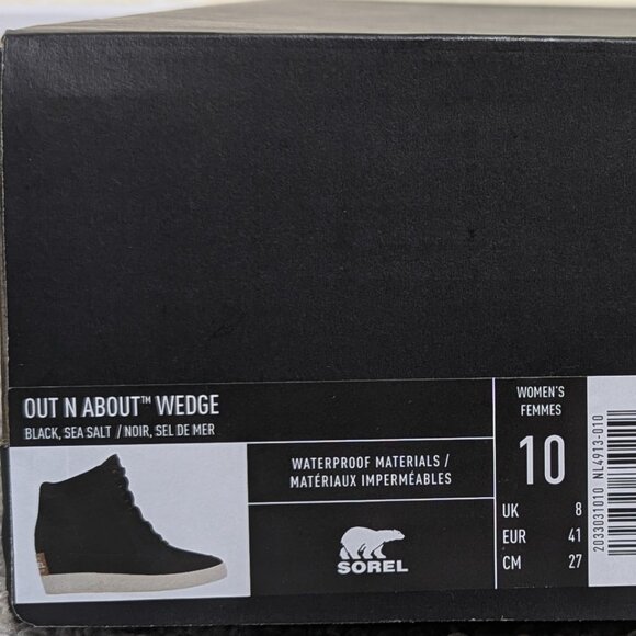 Sorel* Women's Out N About Lace-Up Waterproof Material Black Wedge Boot~ US 10 - Picture 4 of 12